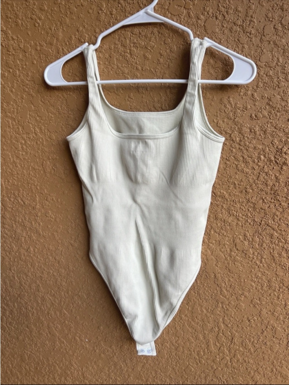 Ribbed Cream Sports Bodysuit Tank - Versatile Everyday Comfort